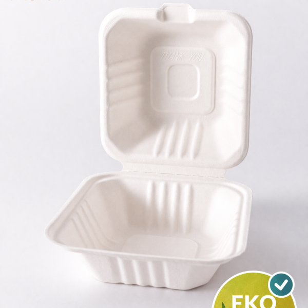 Ланч-бокс для бургера з тростини 15×15×7,8 см 125 шт, контейнер для take away (еко)